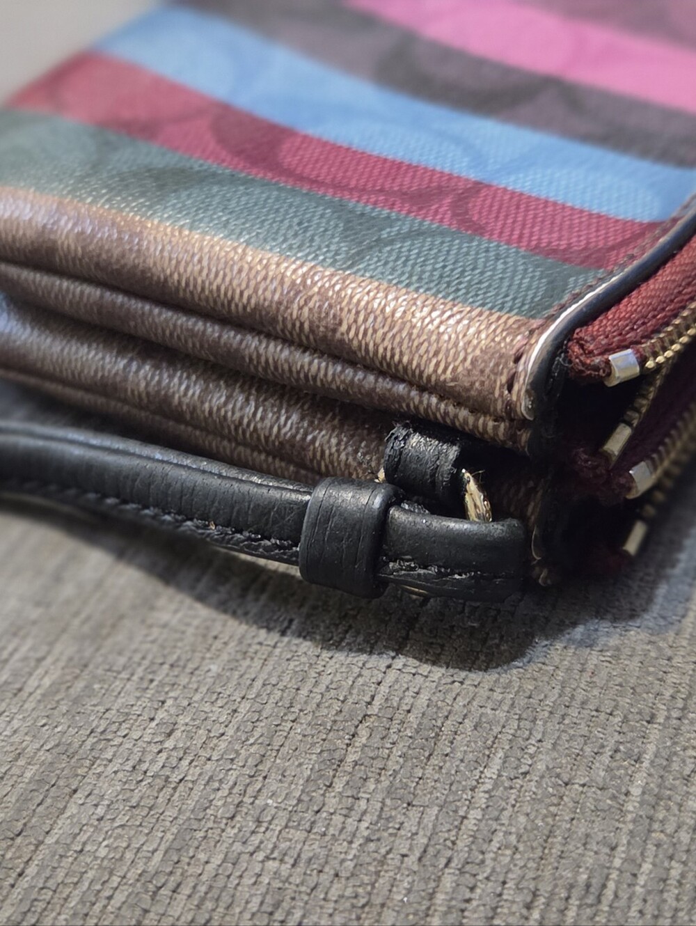 COACH Multicolor Signature Stripe Wristlet - Pink, Blue & Brown - Picture 5 of 8